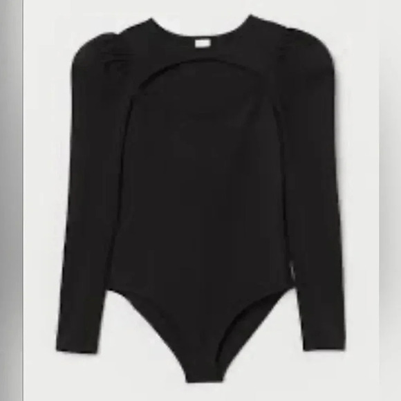 H&M Tops - H&M Black Puff-sleeved Bodysuit